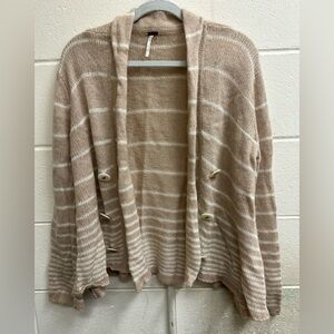 Woman’s free people brown and white cardigan sweater size large